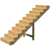 Vinuovo Außentreppe Holz 11 Stufen 140cm - Bausatz für Außentreppe aus KDI Nadelholz, 11 Stufen, Höhe 190cm, Breite 140cm. Ideal für den einfachen Selbstbau mit allem benötigten Zubehör. Nur ein Schraubendreher nötig!