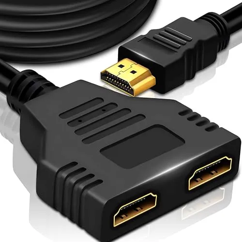 Retoo HDMI Splitter 1 in 2 Out, 1080p 60HZ, HDMI 1.4 Verteiler für Dual Monitore, Nur Duplizieren, HDMI Kabel Adapter Konverter, HDMI-Vertailer Unterstützt FHD Schwarz