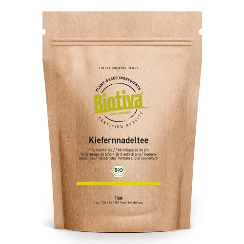 Kiefernadeltee 100g - Ganze Kiefernnadeln - Geprüfte Qualität - 100% natürlich und vegan - auch als Badetee - 100% Bio-zertifiziert in Deutschland - Biotiva