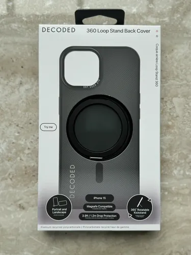 Decoded Recycled Plastic Transparent Loop Stand Back Cover- iPhone15