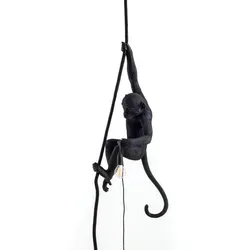 Seletti Monkey With Rope Außen Pendelleuchte Schwarz - Lampen mit einzigartigem Design, lustige Affenleuchte mit 4,5 m Kabel für originelle Beleuchtung und einen Hauch von Humor.