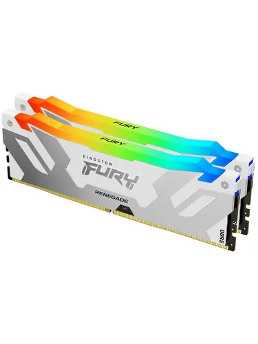 Kingston FURY 32 GB (2 x 16 GB) 6400 MHz CL32 Renegade RGB White XMP - Arbeitsspeicher mit extrem schneller DDR5-Technologie, ideal für Gamer. Mit RGB-Beleuchtung und Intel XMP für einfaches Übertakten. Perfekt für maximale Leistung und Stil!
