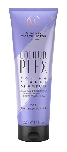 Charles Worthington ColourPlex Toning Violet Shampoo, Tone and Brighten, Purple Shampoo für blondes Haar, Salon Toning Shampoo für Blondes, 250 ml