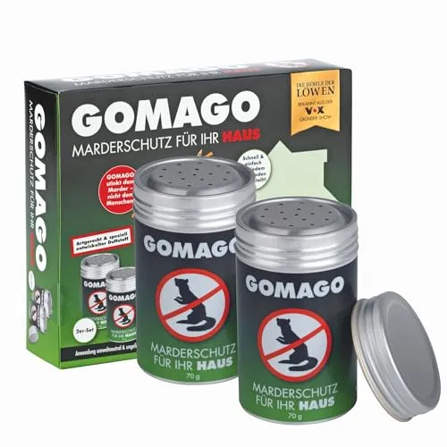 GOMAGO Mardervergrämung Haus - 2er-Set - Effektive Mardervergrämung für Haus und Dachboden, setzt einen speziellen Duftstoff frei, der Marder fernhält und bis zu 6 Monate wirkt.