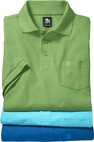 Otto Kern Poloshirt Herren 3er Pack - Poloshirts für Herren aus 100% Baumwolle, weich und atmungsaktiv, ideal für den Alltag in frischen Farben türkis, grün und blau.
