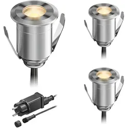 ledscom.de LED Boden-Einbauleuchte BINO für außen, IP67, 32mm Ø, warmweiß, 3er Set - Robuste LED Bodeneinbauleuchte aus Edelstahl, ideal für den Außenbereich. Mit 32 mm Durchmesser und einfacher Installation sorgt sie für energieeffiziente Beleuchtung und setzt stilvolle Akzente in Ihrem Garten.