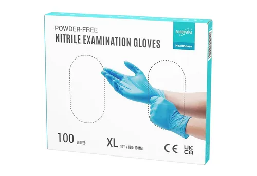 EUROPAPA 100x Nitrilhandschuhe - Puderfrei, hautfreundlich und ideal für Allergiker, vielseitig einsetzbar in Haushalt und Industrie