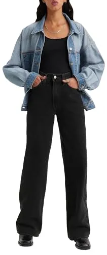 Levi's Damen Ribcage Wide Leg Jeans A6081-0001 Schwarz (25/30) - Entdecken Sie die Levi's Ribcage Wide Leg Jeans für Damen. Mit ihrem hohen Schnitt und lässigen Look zaubern sie eine schmeichelhafte Silhouette und verlängern optisch die Beine.