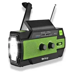 Brixy Notradio - Tragbares Notfallradio mit Akku - Radios - Multifunktionales Notfallradio mit 4000 mAh Powerbank, Taschenlampe und vier Ladeoptionen, ideal für Notfälle und Outdoor-Aktivitäten.