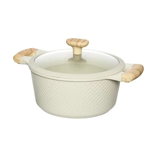 RESTO 93803 Topf mit Glasdeckel Ø24cm beige – stilvoller, antihaftbeschichteter Schmortopf für alle Herdarten - Der RESTO Schmortopf verbindet elegantes Design mit Funktionalität. Hergestellt aus robustem recyceltem Aluminium, bietet er eine sichere Nutzung mit hitzebeständigem Glasdeckel und ergonomischen Griffen.