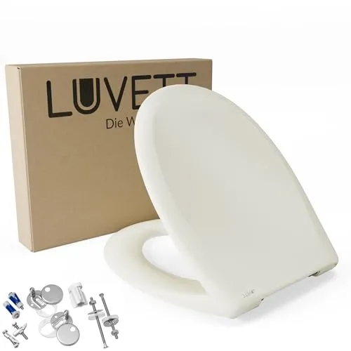LUVETT® Toilettendeckel C770 oval mit Absenkautomatik - Hochwertiger WC-Sitz mit 3 Befestigungsvarianten, antibakteriellem Duroplast und sanfter Absenkautomatik für geräuschlosen Komfort. Einfach zu reinigen und stabil montierbar.