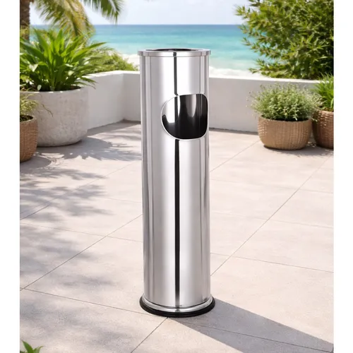 XL Standaschenbecher Windaschenbecher Mülleimer Outdoor Stand Ascher Chrom