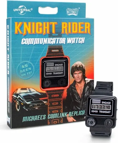 Doctor Collector Supercar Knight Rider Communicator Watch - Nachbildungen & Requisiten, detailgetreue Replik der legendären Uhr von Michael Knight mit eingraviertem Knight Industries-Logo – ein Must-Have für Sammler und Fans!