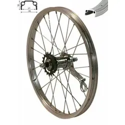 REDONDO 16 Zoll Hinterrad mit Rücktrittbremse - Fahrrad-Laufräder, 16 Zoll Kastenfelge aus Aluminium mit zuverlässiger Rücktrittbremse, ideal für sicheres Fahren und einfache Montage.