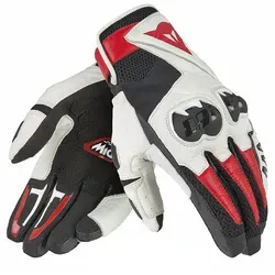 Dainese Mig C2 Motorradhandschuhe XL, schwarz-weiss-rot - Motorradhandschuhe mit vorgekrümmten Fingern und verstellbaren Bündchen für optimalen Komfort und Temperaturregulierung beim Fahren.