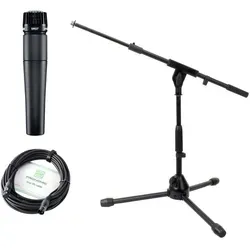 Shure SM57-LCE Mikrofon Set II - Mikrofon Spar-Set für Drums und Instrumente, robust und ideal für Bühnenanwendungen, inkl. Stativadapter, Tasche und 10m Kabel.