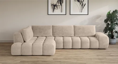 OTTO home Ecksofa AZITA L-Form, XXL 352 cm Designsofa in Bubble-Opitk, lose Rückenkissen, traumhafte Steppung