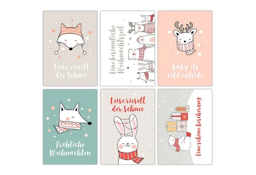 PAPIERDRACHEN Weihnachtskarte Weihnachtskartenset - liebevoll gestaltete Postkarten zu Weihnachten
