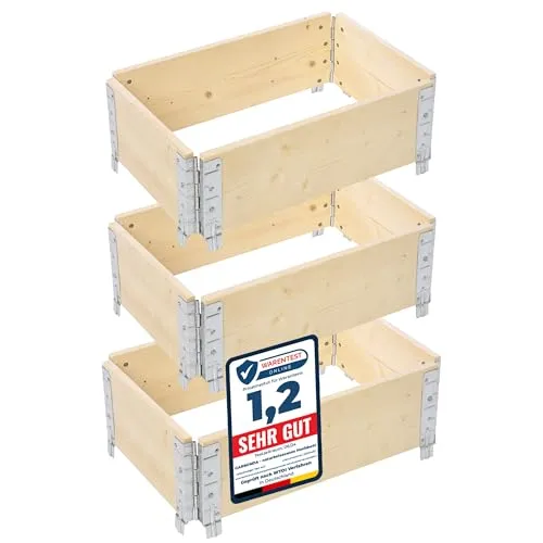 Garronda 3 Stück Holzaufsatzrahmen für Hochbeete - Hochbeete aus hochwertigem, wetterbeständigem skandinavischem Nadelholz, ideal für Gemüse und Blumen. Das Treppendesign sorgt für optimale Lichtausbeute.