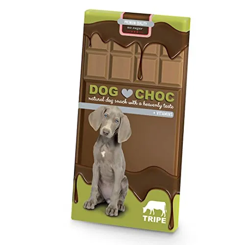 duvoplus, Dog Choc Tripes 100 Gramm, Leckerlis für Hunde, Schokoladentafel, ohne Zucker und ohne Kakao, leckerer Schokolatriegel für Ihren Hund, europäische Premium-Qualität