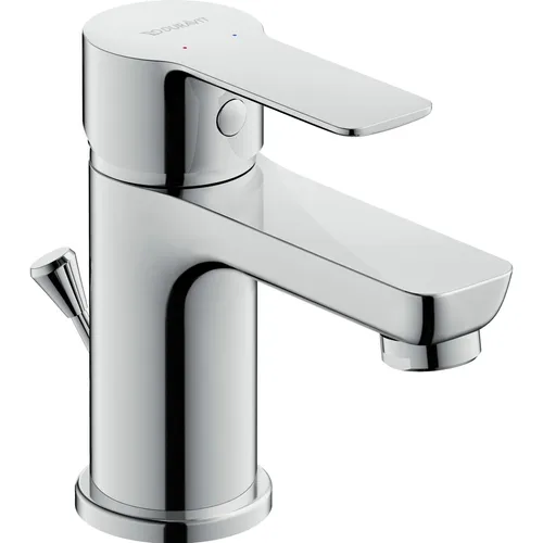 Duravit A.1 Waschtischarmatur, Größe S (Auslauf Höhe 67 mm), Wasserhahn Bad mit Zugstangen-Ablaufgarnitur, Waschbecken Armatur, Chrom