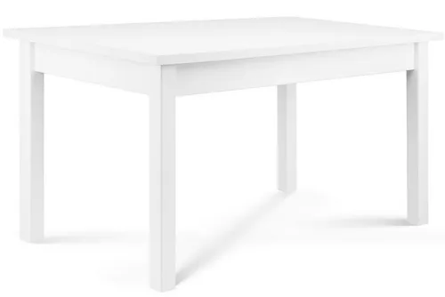 Konsimo Esstisch "CENARE" - Moderner Klapptisch in Weiß - Eleganter Esstisch aus Buchenholz und laminierter Spanplatte, ausklappbar von 140 auf 180 cm. Ideal für jedes Esszimmer oder die Küche, bietet Stabilität und stilvolles Design.