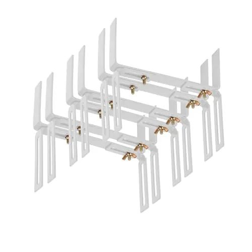 BigDean Blumenkastenhalter H-Form 6 Stück weiß - Aufhängevorrichtung für den Außenbereich, individuell justierbar und passend für Blumenkästen bis 16 cm Breite. Pulverbeschichtet für optimalen Korrosionsschutz.