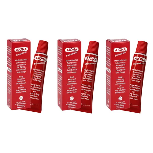 Ajona Medizinisches Zahncreme Zähne Zahnfleisch und Zunge 25ml 3er Pack