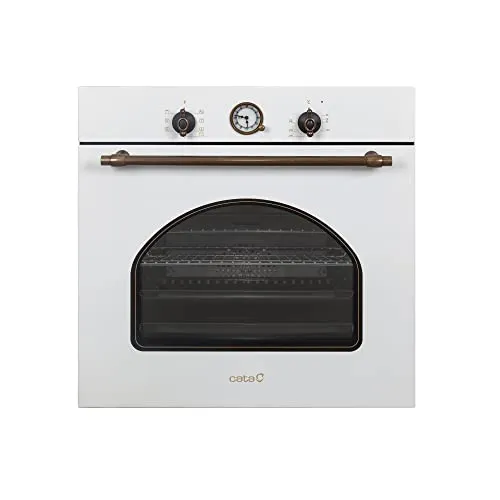 CATA MRA7108WH Einbaubackofen in Rustikalem Weiß mit 7 Funktionen - Vielseitiger Elektrobackofen mit 60 l Volumen und 7 Funktionen. Ideal zum Braten und Aufwärmen. Einfach zu reinigen dank abnehmbarem Glas. Verleiht Ihrer Küche einen eleganten Touch.
