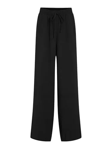 Vila Marlenehose in Schwarz - 38 - Stoffhose aus recyceltem Polyester, High Waist mit Tunnelzug und praktischen Eingrifftaschen für einen bequemen, lässigen Look.