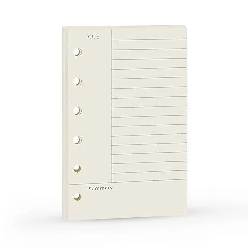 A7 Cornell Design Planner Refill 6 Holes Notebook Binder Refills, A7 College Rule Note Linned Planner Inserts for Filofax 100gsm Paper Pocket Size, 4.84 x 3.23'', Harphia