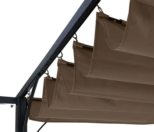 Mendler Pergola HWC-C42, Garten Pavillon mit Schiebedach 3x3m - Pavillon mit stabilem 6cm-Gestell und stufenlos regulierbarem Schiebedach für optimalen Sonnenschutz. Ideal für Garten und Terrasse, schützt vor Regen und sorgt für entspannte Stunden im Freien.