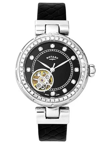 ROTARY Automatikuhr LS003/A/13 Skeleton Damenuhr 34mm - Elegante Damenarmbanduhr mit Saphirglas und 5 ATM Wasserdichtigkeit, ideal für stilbewusste Frauen.