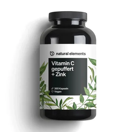 Vitamin C Kapseln 1000mg mit Zink - Hochdosiertes Nahrungsergänzungsmittel mit 360 Kapseln, pflanzlich fermentiert und magenschonend, ideal zur Unterstützung des Immunsystems.