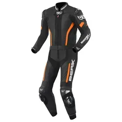 Berik Losail 2-Teiler Motorrad Lederkombi, schwarz-orange, Größe 50 - Hochwertiger 2-Teiler aus 1,1-1,3 mm Premium Rindsleder für Männer. Flexibles Tense-Tex Stretch sorgt für optimalen Komfort und Bewegungsfreiheit beim Fahren.