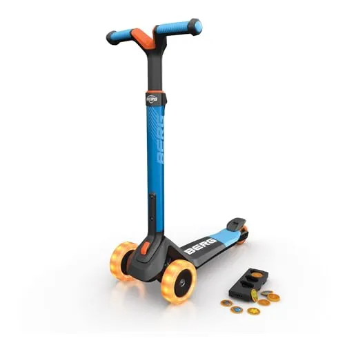 BERG Nexo Foldable Lights Magnet-Deck Blau | Klappbarer Kinderroller mit LED-Lichtern - Roller/Kickboards: Sicherer und stabiler Kinderroller mit leuchtenden LED-Rädern und ergonomischer Rücktrittbremse, ideal für Kinder ab 2 Jahren und perfekt für unterwegs.