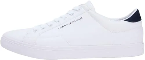 Sneaker TOMMY HILFIGER "VULC CORE LONG LACE" für Herren, Gr. 42, weiß - Stylische Sneaker aus Baumwolle von Tommy Hilfiger, unifarben mit Kontrastbesatz, ideal für Freizeit und Alltag. Bequem mit Schnürung und Gummisohle für optimalen Tragekomfort.