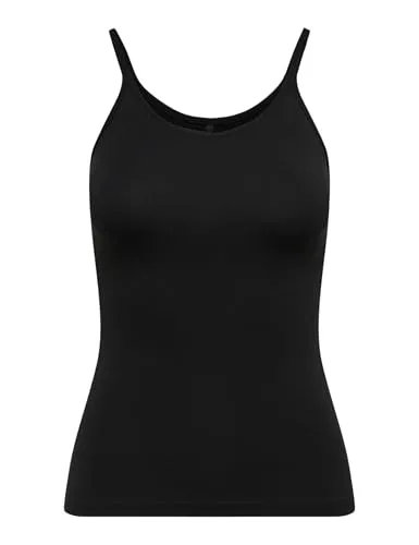 ONLY Damen T-Shirt onlLOVE Strap Singlet, Einfarbig, Gr. 34 (Herstellergröße: XS), Schwarz