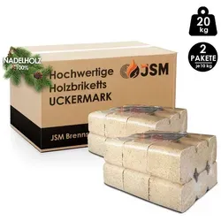 JSM-Brennholz Holzbriketts Uckermark Holzbriketts auf Palette, 20 kg, Regionale Herstellung in Deutschland