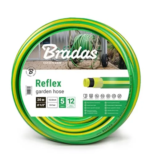 Gartenschlauch 1/2", 20m - verdrehungsfest REFLEX - Gartenschlauch mit 5-schichtiger Struktur für hohe Druckfestigkeit und Langlebigkeit, ideal für reibungsloses Gießen ohne Verdrehen.