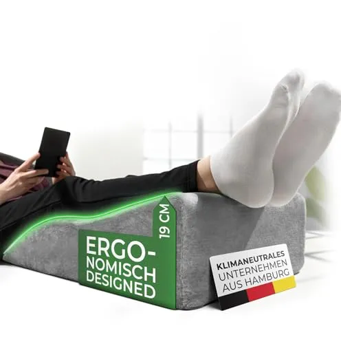 Ergonomisches Venenkissen - Beinhochlagerung für maximalen Komfort - Kissen zur Beinhochlagerung, ideal zur Unterstützung der Blutzirkulation und Entlastung von Knie und Wirbelsäule. Pflegeleichter Bezug, waschbar bei 40°C.