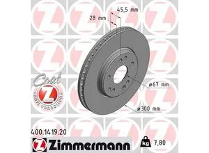 ZIMMERMANN Bremsscheibe 400.1419.20 - Bremsscheibe für optimale Bremsleistung, innenbelüftet und ECE R90 geprüft, ideal für sicheres Fahren und hohe Sicherheit