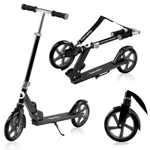 LIONELO Luca Kinderroller - Klappbarer Cityroller für bis zu 100 kg - Robuster Cityroller für Kinder und Erwachsene bis 100 kg, mit Stoßdämpfern für mehr Komfort und klappbarem Design für einfache Aufbewahrung.