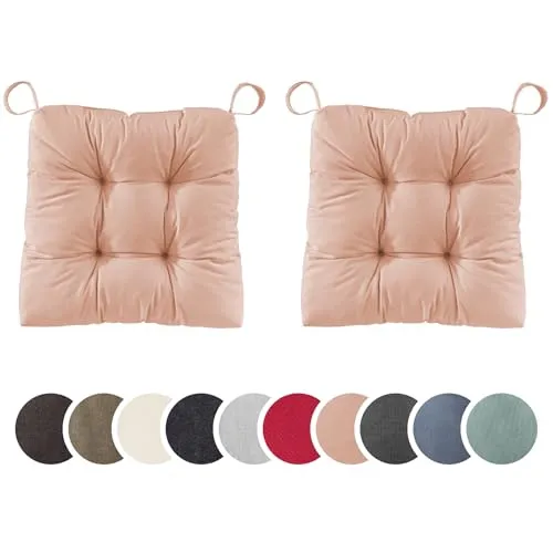 sleepling 2er Set Stuhlkissen 40 (vorne), 35 (hinten) x 38 x 7 cm, Sitzkissen für Stuhl & Bank mit Klettverschluss, 100% Baumwolle, Indoor & Outdoor, Made in EU, waschbar, Rose