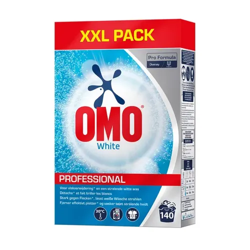 Diversey OMO Professional White 7 kg XXL Pack - Vollwaschmittel für strahlend weiße Wäsche - Waschmittel für strahlend weiße Wäsche mit Bleiche und Enzymen, entfernt zuverlässig Schmutz und Gerüche, hervorragende Waschergebnisse bereits ab 30°C.