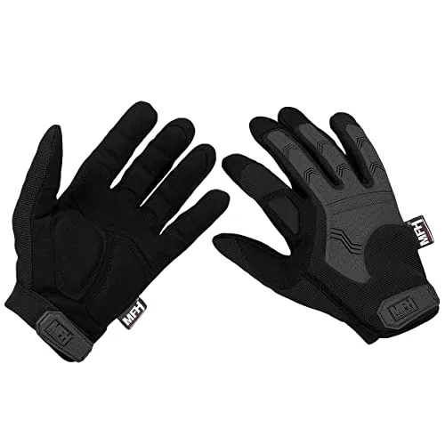 MFH Herren Multipurpose Handschuhe Schwarz (L) - Radsport-Handschuhe für Herren, atmungsaktiv und schnelltrocknend mit umklappbarem Daumen und Zeigefinger für vielseitige Nutzung.