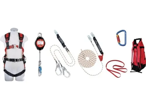 MAS 41080 Absturzsicherungsset Bau 6-teilig - Kletterausrüstung: Hochwertiges 6-teiliges Absturzsicherungsset für maximale Sicherheit auf der Baustelle, inklusive Auffanggurt und Höhensicherungsgerät.
