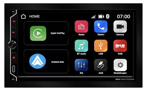 VMX700DAB - 2-DIN Media Moniceiver mit 7 Zoll Touchscreen, kabelloses Apple CarPlay und Android Auto, DAB Digitalradio und Bluetooth Freisprechfunktion