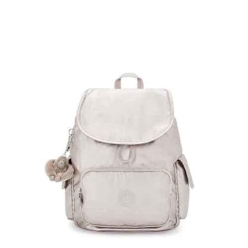 Kipling CITY PACK S Kleiner Rucksack in Metallic Glow (Silber) - Damen-Rucksackhandtaschen mit verstellbaren Gurten und praktischem Reißverschlussfach, ideal für den urbanen Alltag.