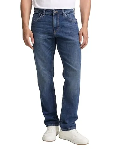 TOM TAILOR Herren Marvin Straight Jeans - Used Mid Stone Blue Denim - Stylische Jeans im Five-Pocket-Style mit Stretch-Anteil für optimalen Tragekomfort. Ideal für den Alltag, Passform: Marvin Straight Fit mit mittlerer Leibhöhe.